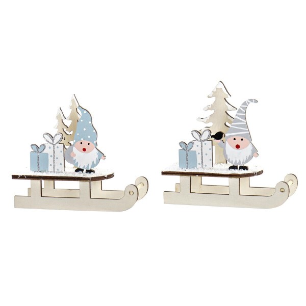 Διακόσμηση DKD Home Decor Έλκηθρο Ξύλο MDF (12,5 x 11 x 5,5 cm) (x2)