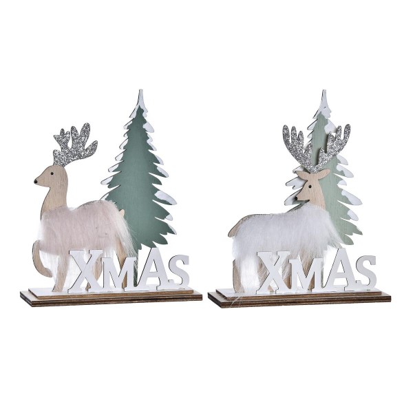 Διακόσμηση DKD Home Decor πολυεστέρας Τάρανδος Ξύλο MDF (15,6 x 4,5 x 16 cm) (x2)