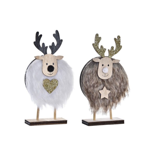 Χριστουγεννιάτικο Στολίδι DKD Home Decor πολυεστέρας MDF Τάρανδος (6,8 x 3 x 15 cm) (x2)