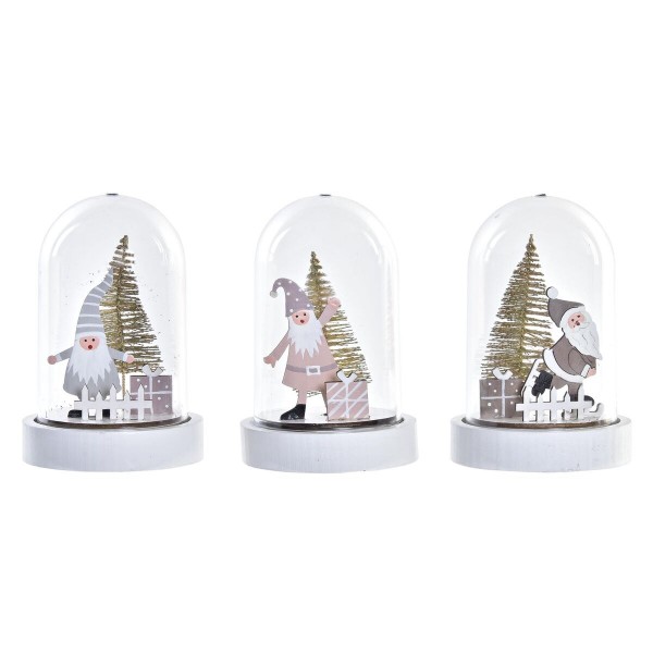 Φωτεινή διακόσμηση DKD Home Decor Χριστουγεννιάτικο στεφάνι Γκρι Ροζ Χρυσό Λευκό (9 x 9 x 13 cm) (3 Μονάδες)