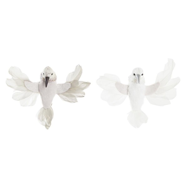 Χριστουγεννιάτικο Στολίδι DKD Home Decor Αφρός πολυεστέρας Fugl (16 x 8 x 15 cm) (x2)