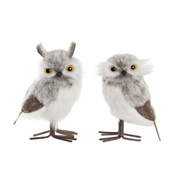 Χριστουγεννιάτικο Στολίδι DKD Home Decor Αφρός Κουκουβάγια πολυεστέρας (9 x 7 x 14,5 cm) (x2)