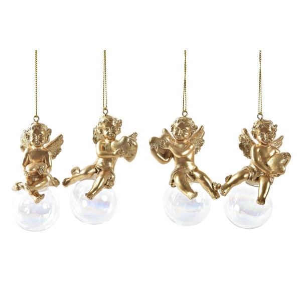 Χριστουγεννιάτικο Στολίδι DKD Home Decor Κρυστάλλινο Ρητίνη Άγγελος (5 x 5 x 9,5 cm) (4 Μονάδες)