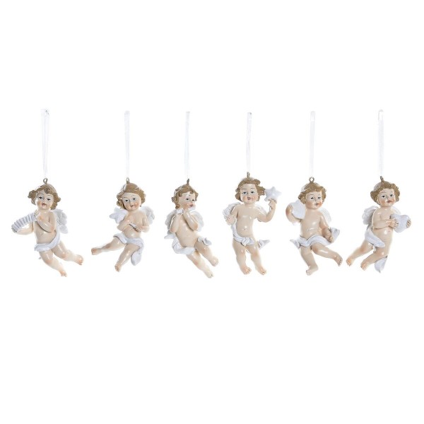 Χριστουγεννιάτικο Στολίδι DKD Home Decor Ρητίνη Άγγελος (6 x 4,5 x 10 cm) (x6)