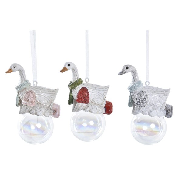 Χριστουγεννιάτικο Στολίδι DKD Home Decor Κρυστάλλινο Ρητίνη Χήνα (6 x 4 x 8,5 cm) (3 Μονάδες)