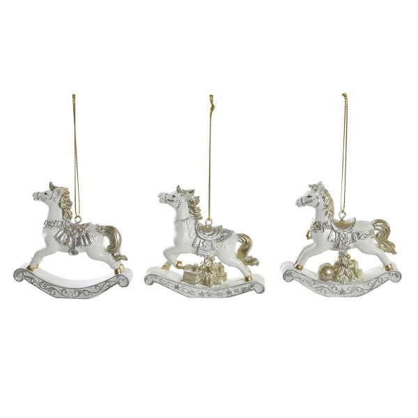 Χριστουγεννιάτικο Στολίδι DKD Home Decor Άλογο Ρητίνη (8 x 2 x 8 cm) (3 Μονάδες)