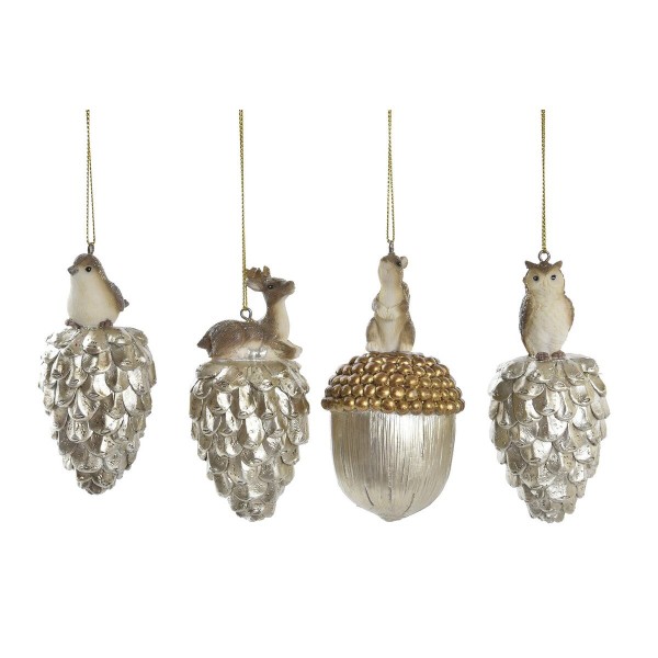 Χριστουγεννιάτικο Στολίδι DKD Home Decor Ρητίνη (5,5 x 5,5 x 11 cm) (4 Μονάδες)