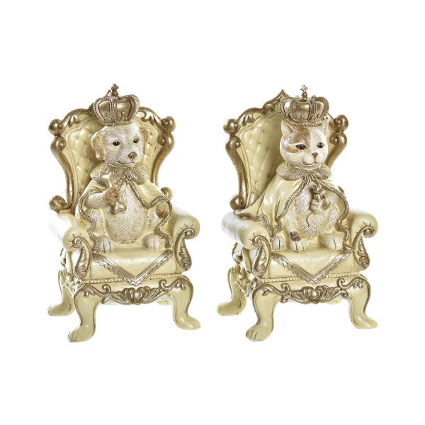 Kουμπαράς DKD Home Decor Γάτα Ρητίνη Σκύλος (12,5 x 10,5 x 20,5 cm) (x2)
