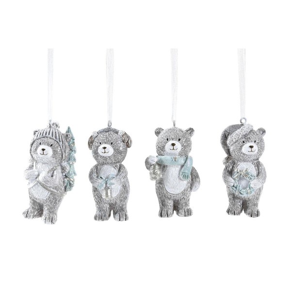Χριστουγεννιάτικο Στολίδι DKD Home Decor Ρητίνη Αρκούδα (4 x 3 x 7 cm) (4 Μονάδες)