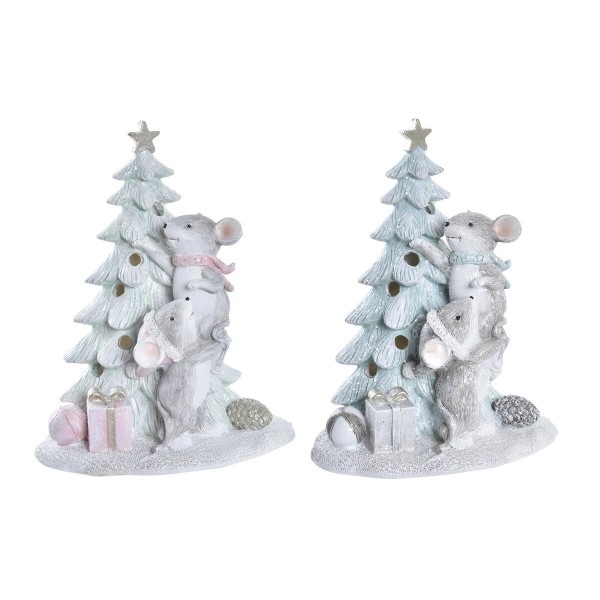 Χριστουγεννιάτικο Στολίδι DKD Home Decor Ποντίκι Ρητίνη (13 x 8,5 x 16 cm) (x2)