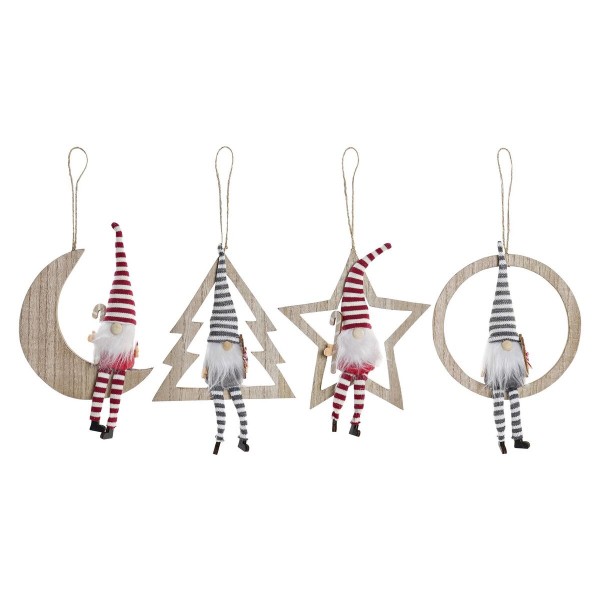Χριστουγεννιάτικο Στολίδι DKD Home Decor Σχοινί Ξύλο MDF (14,5 x 3,5 x 30 cm) (4 Μονάδες)