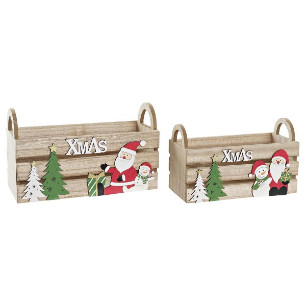 Σετ Διακοσμητικών Κουτιών DKD Home Decor Άη Βασίλης Ξύλο MDF (24 x 10,5 x 14 cm)