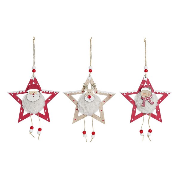 Χριστουγεννιάτικο Στολίδι DKD Home Decor Σχοινί Αστέρι Ξύλο MDF (14,5 x 2 x 14 cm) (3 Μονάδες)