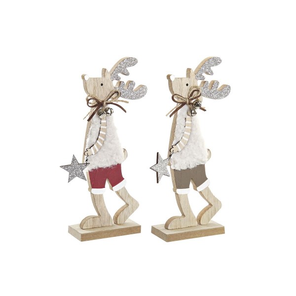 Χριστουγεννιάτικο Στολίδι DKD Home Decor πολυεστέρας MDF Τάρανδος (8 x 4 x 20,5 cm) (x2)