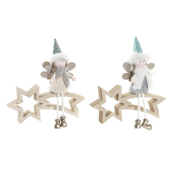 Χριστούγεννα DKD Home Decor πολυεστέρας MDF Αστέρι (18 x 2,5 x 19 cm) (x2)