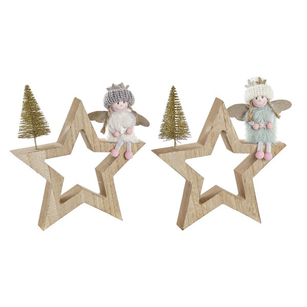 Χριστουγεννιάτικο Στολίδι DKD Home Decor πολυεστέρας MDF Αστέρι (16 x 2,5 x 17 cm) (x2)
