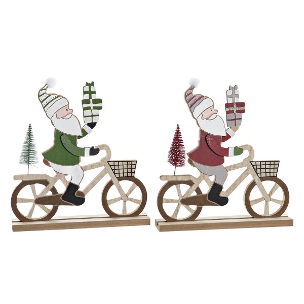 Χριστουγεννιάτικο Στολίδι DKD Home Decor Ποδήλατο MDF Άη Βασίλης (24 x 4,5 x 25 cm) (x2)