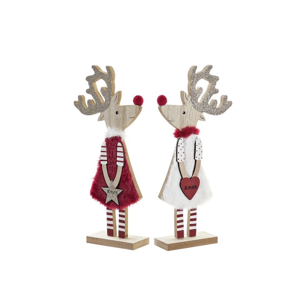 Χριστουγεννιάτικο Στολίδι DKD Home Decor MDF Τάρανδος (14 x 5 x 31 cm) (x2)