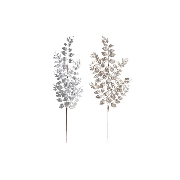 Κλαδί DKD Home Decor Χριστουγεννιάτικο στεφάνι Ασημί Χρυσό Μέταλλο πολυεστέρας Φύλλο φυτού (18 x 2 x 77 cm) (x2)
