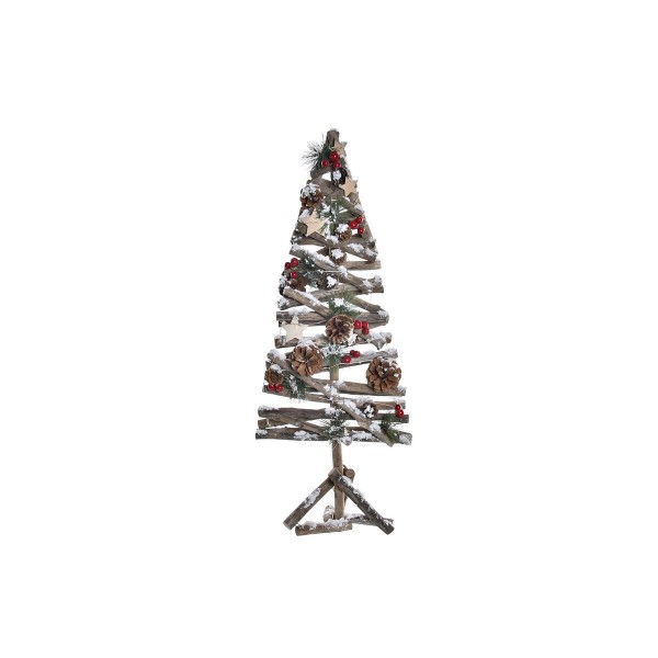 Χριστουγεννιάτικο δέντρο DKD Home Decor Κόκκινο Ξύλο Καφέ Πράσινο Χιονισμένο (28 x 28 x 70 cm)
