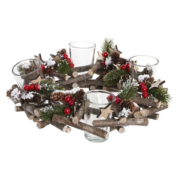 Χριστουγεννιάτικο Κηροπήγιο. DKD Home Decor Κορώνα (30 x 30 x 11 cm)