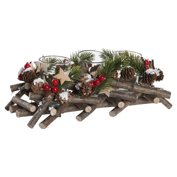 Χριστουγεννιάτικο Κηροπήγιο. DKD Home Decor Κρυστάλλινο Ξύλο (30 x 16 x 11 cm)