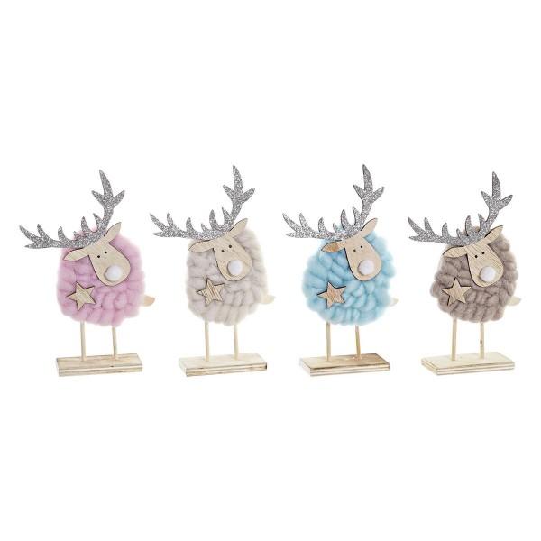 Χριστουγεννιάτικο Στολίδι DKD Home Decor Ξύλο πολυεστέρας Τάρανδος (10 x 10 x 19 cm) (4 Μονάδες)
