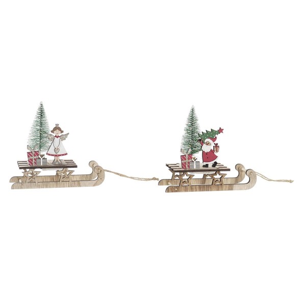 Φωτεινή διακόσμηση DKD Home Decor Χριστουγεννιάτικο στεφάνι Φυσικό Κόκκινο Πράσινο (18 x 7 x 18 cm) (x2)