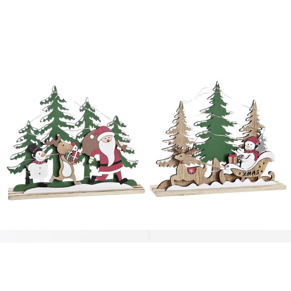 Φωτεινή διακόσμηση DKD Home Decor Χριστουγεννιάτικο στεφάνι Ξύλο (20 x 5 x 16 cm) (x2)