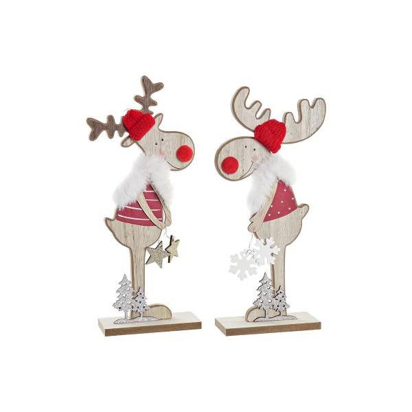 Χριστουγεννιάτικο Στολίδι DKD Home Decor Ξύλο πολυεστέρας Τάρανδος (13 x 5 x 28 cm) (x2)