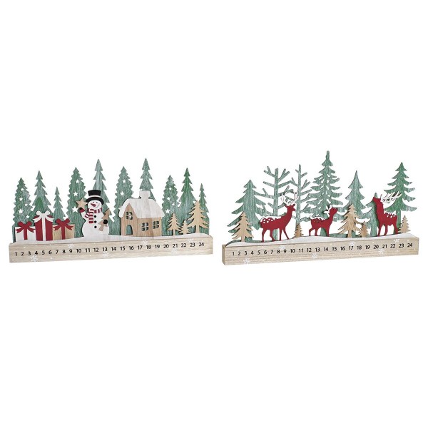 Εορταστικό Ημερολόγιο DKD Home Decor Ξύλο Τάρανδος (40 x 4 x 22 cm) (x2)