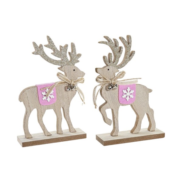 Χριστουγεννιάτικο Στολίδι DKD Home Decor Ξύλο Τάρανδος (12 x 4 x 19 cm) (x2)