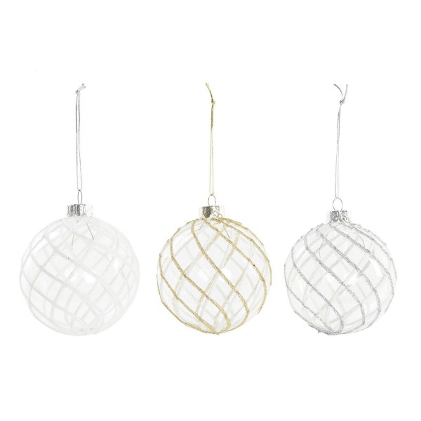 Χριστουγεννιάτικο Στολίδι DKD Home Decor Κρυστάλλινο Γκλίτερ (8 x 8 x 8 cm) (3 Μονάδες)