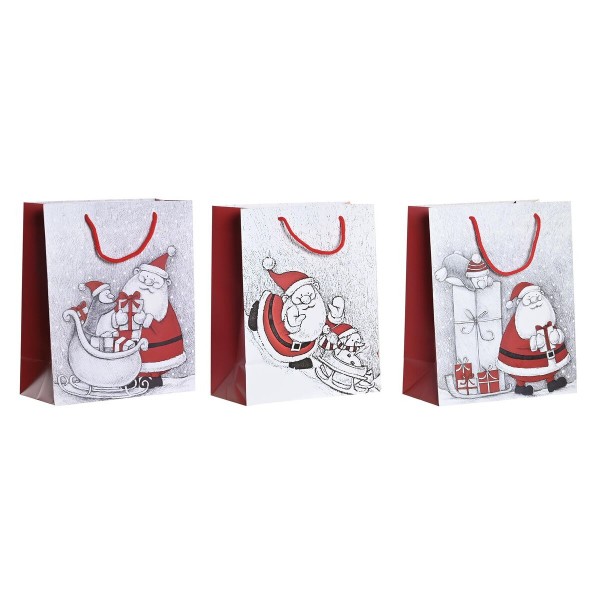Τσάντα Χριστουγέννων DKD Home Decor χαρτί Άη Βασίλης (18 x 10 x 23 cm) (3 Μονάδες)