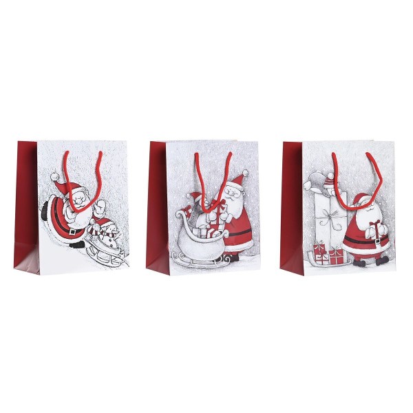 Τσάντα Χριστουγέννων DKD Home Decor χαρτί Άη Βασίλης (26 x 13 x 32 cm) (3 Μονάδες)