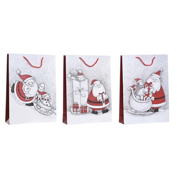 Τσάντα Χριστουγέννων DKD Home Decor χαρτί Άη Βασίλης (33 x 10 x 46 cm) (3 Μονάδες)