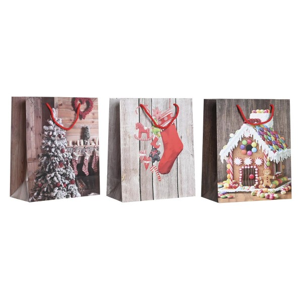Τσάντα Χριστουγέννων DKD Home Decor χαρτί (18 x 10 x 23 cm) (3 Μονάδες)