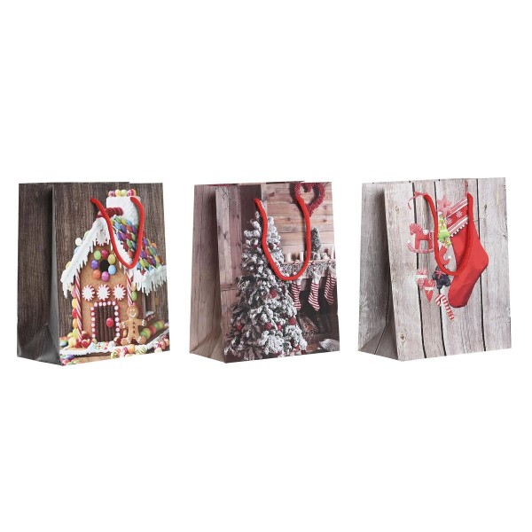 Τσάντα Χριστουγέννων DKD Home Decor χαρτί (26 x 13 x 32 cm) (3 Μονάδες)