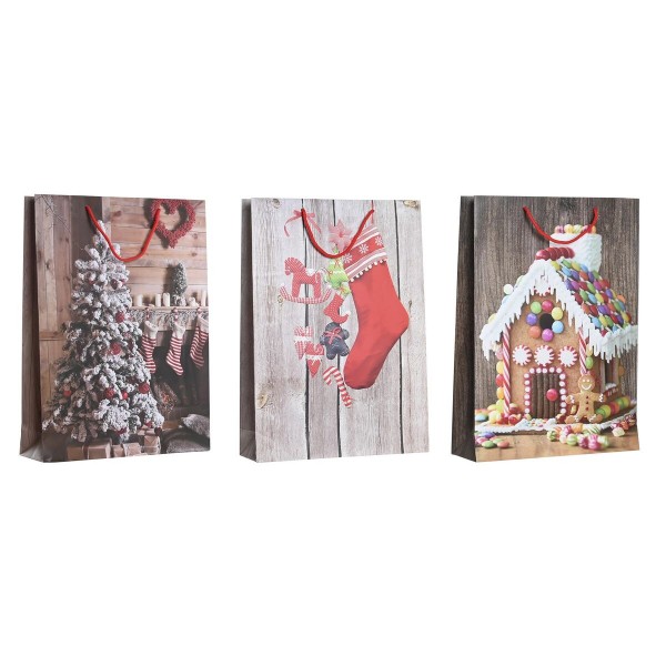 Τσάντα Χριστουγέννων DKD Home Decor χαρτί (33 x 10 x 46 cm) (3 Μονάδες)