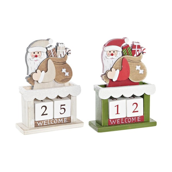 Ξύλινο Ημερολόγιο DKD Home Decor Άη Βασίλης (10 x 4 x 16 cm) (x2)