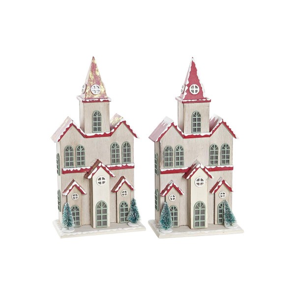 Χριστουγεννιάτικο Στολίδι DKD Home Decor Σπίτι MDF (13 x 8 x 28 cm) (x2)