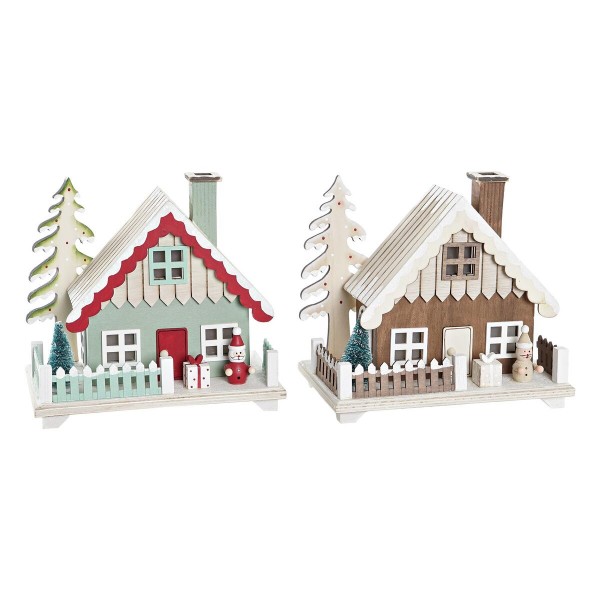Χριστουγεννιάτικο Στολίδι DKD Home Decor Σπίτι MDF (19 x 12 x 17 cm) (x2)