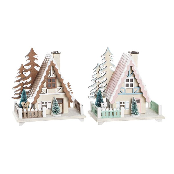 Χριστουγεννιάτικο Στολίδι DKD Home Decor Σπίτι MDF (15 x 10 x 17 cm) (x2)