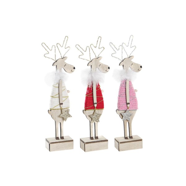 Χριστουγεννιάτικο Στολίδι DKD Home Decor MDF Τάρανδος (3) (9 x 4 x 29 cm) (3 Μονάδες)