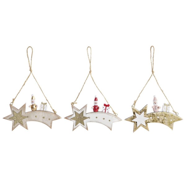 Χριστουγεννιάτικο Στολίδι DKD Home Decor Ξύλο Αστέρι (14 x 1 x 9 cm) (3 Μονάδες)