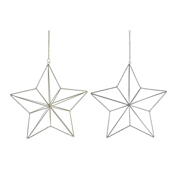 Χριστουγεννιάτικο Στολίδι DKD Home Decor Μέταλλο Αστέρι (x2) (30 x 11 x 30 cm)
