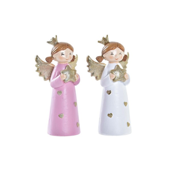 Χριστουγεννιάτικο Στολίδι DKD Home Decor Ρητίνη Άγγελος (7 x 5 x 14 cm) (x2)
