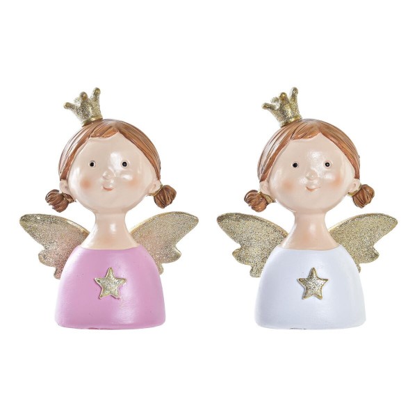 Χριστουγεννιάτικο Στολίδι DKD Home Decor Ρητίνη Άγγελος (9 x 5 x 12 cm) (x2)