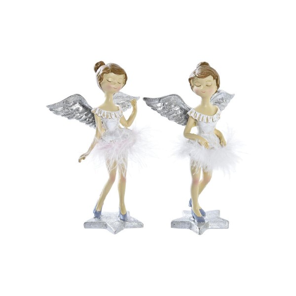 Χριστουγεννιάτικο Στολίδι DKD Home Decor Ρητίνη Άγγελος (11 x 9 x 17 cm) (x2)