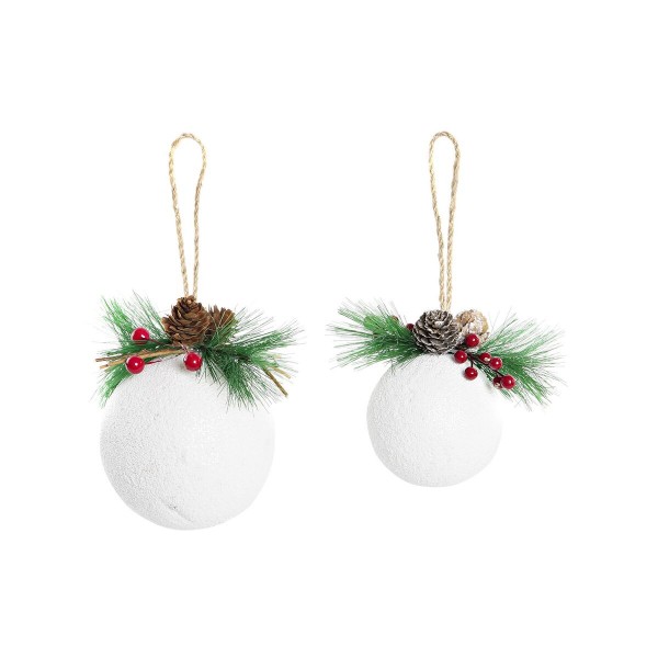 Χριστουγεννιάτικες μπάλες DKD Home Decor Λευκό Πράσινο PVC (x2)